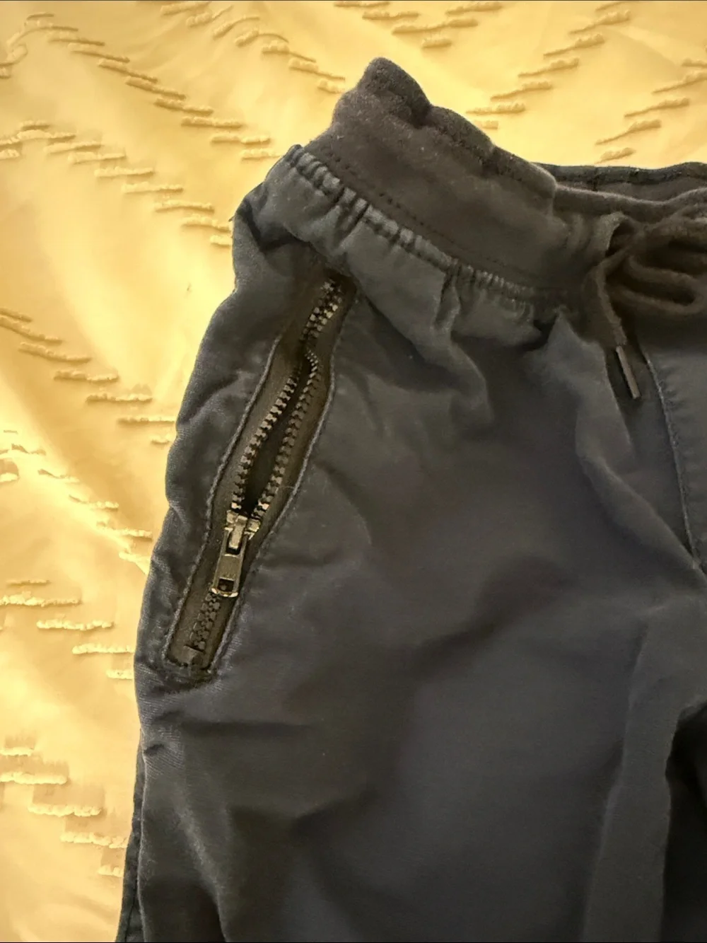 Navy Draw String Pants with Zipper Pockets